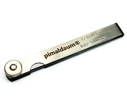 PIMALDAUM Fühlerlehre aus Manganstahl – 13/17 / 20/28 / 32 Blätter – Präzisions-Lehre für mechanische Einstellungen – 1 Stück (Metall, 17 Klingen/Blades)