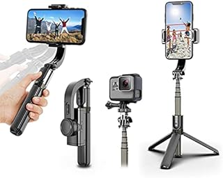 Selfie Stick Gimbal Stabilizer, UPXON 360° Rotation Tripod with Wireless Remote, Portable Phone Holder, Auto Balance 1-Axis Gimbal for Smartphones Tiktok Vlog Youtuber Live Video Record