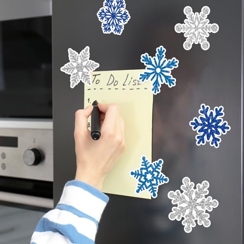 Imanes decorativos de copo de nieve azules y plateados, pack 15 miniatura 5