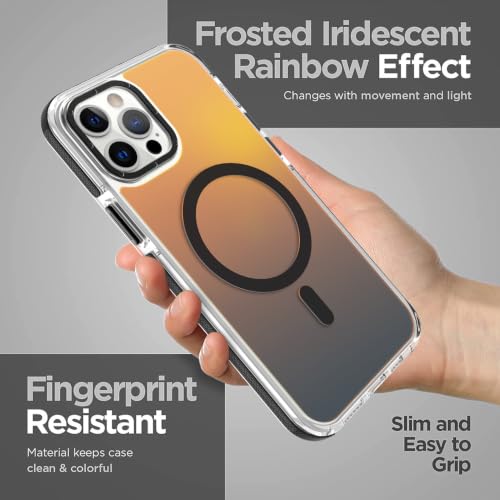 Image of Magnetic Case for iPhone 12 Pro Max [Compatible with Magsafe] [Cute Fashion Fluorescent Design] [1 Screen Protector] Slim Translucent Matte Case for iPhone 12 Pro Max 6.7 inch 2020, Black