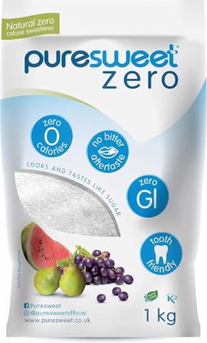 Puresweet Zero 100% Natural Zero Calorie Sweetener 1kg No Bitter Aftertaste Diabetic Friendly Tooth Friendly Vegan Non GMO.