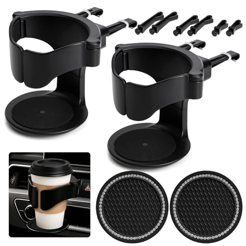 MOPUBZO Lot de 2 Porte Gobelet Voiture – Universel, Support Réglable avec 2 Tapis Antidérapants, Porte-Boisson Auto pour Ventilation, Console Centrale,...