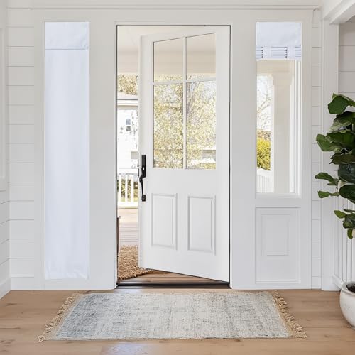Image of RYB HOME 100% Blackout French Door Curtains - Privacy Self-Adhesive Window Tie up Shades for Sidelight Door Window Bedroom Office, W12 x L69 inches, 1 Panel, White