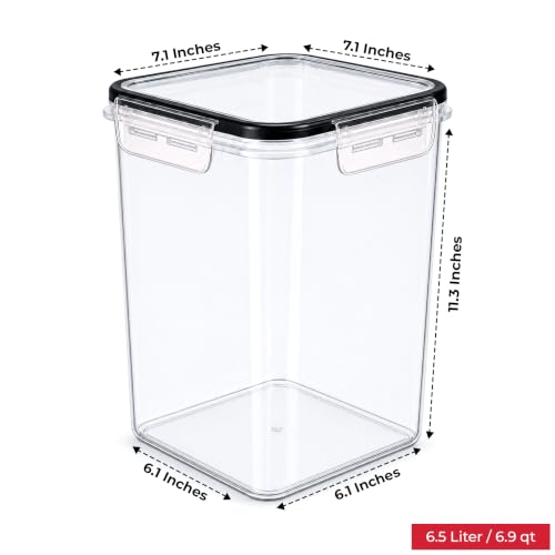 Image of Extra Large Flour and Sugar Storage Containers 6.5L /220 Fl. oz; Set of 2 Plastic Bulk Airtight Food Storage Rice Containers With Lids - Kitchen Pantry Organizer and Storage Canisters, Marker & Labels