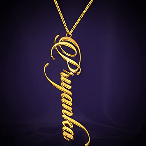 Image of Priyanka Cursive Gold & Silver Name Pendant Necklace, Best Jewelry Gift for Girls.