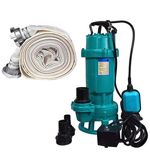 Schmutzwasserpumpe Fäkalienpumpe 20M Schlauch Storz C Kupplung 1100 W 18000 L/Std Tauchpumpe Abwasserpumpe Schwimmerschalter
