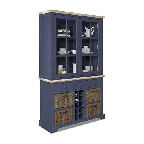 Wine Cet con estante de exhibición y cestas de almacenamiento, diseño grande y funcional para organizar y mostrar botellas de vino