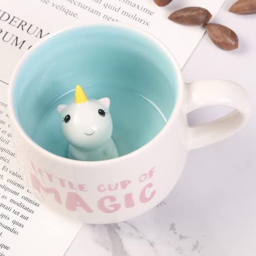Arawat Einhorn Tasse Geschenk Lustig 3D Tier Teetasse aus Keramik mit Löffel & Untertasse 350ml Kaffeetasse Lustiges Sprüche Süße Tee… – Ansicht 5