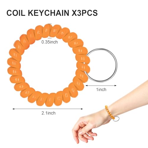 Image of TENOC Spiral Coil Keychain, Anti-lost Key Chain Holder Lanyard Cord for Sauna Outdoor Sports and Gym Pool