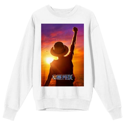 Bioworld One Piece (Live Action) Monkey D. Luffy Adult White Crew Neck Sweatshirt