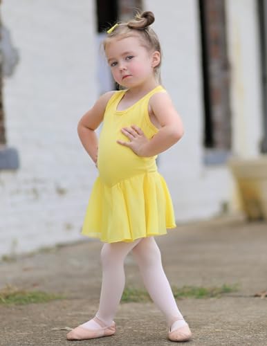 Image of Arshiner Kid Girls Hollow Back Ballet Leotard with Skirt Sleeveless Dance Dresses