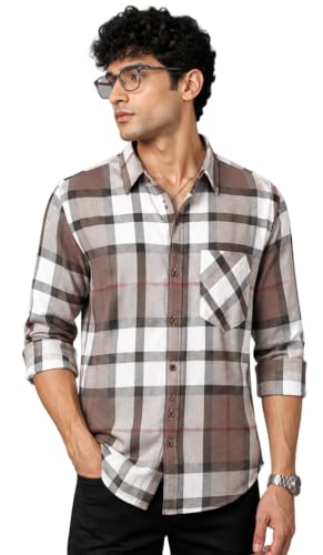 Chevron Men Casual Checks Shirt, Full Sleeves, Single Pocket, Shi...