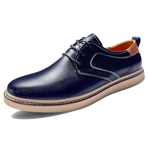 Image of Mens Derby Shoes Casual Lace Up Dress Shoes Lightweight Synthetic Leather Work Shoes with Non Slip Rubber Sole