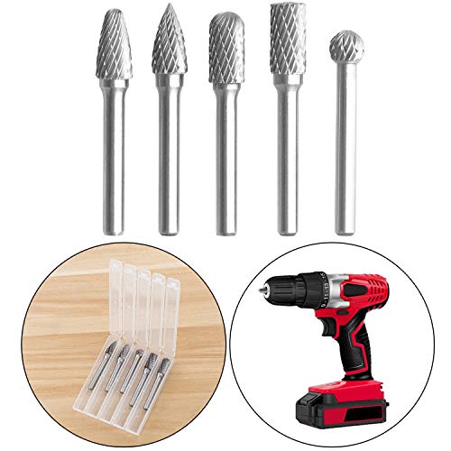 Aselected ASUS-CARBIDEBURRSET-6X8-5PCS-190615 5Pcs Premium Tungsten Steel Carbide Rotary Burr Set, 1/4Inch Shank Double Cut Carbide Burr Set, 8Mm Head Die Grinder Bits For Die Grinder Drill, Diy Wood-Working Carving, Metal Polishing thumb #6
