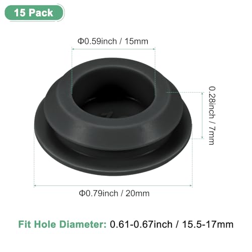Image of M METERXITY 15-Packs Silicone Hole Plugs, Snap in Locking Hole Plugs for 15.5-17mm Hole, Round Hole Rubber Plug Kitchen Bulkheads Waterproof Sealing Plugs [Black]