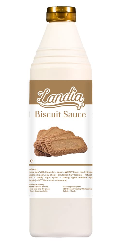Landia Sauce For Topping Milk, Cakes, Sweets, Ice Creams,1kg (Biscuit, Lotus)