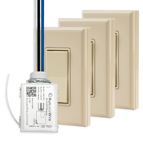 Image of RunLessWire 4-Way Battery-Free Wireless Light Switch Kit - Light Almond
