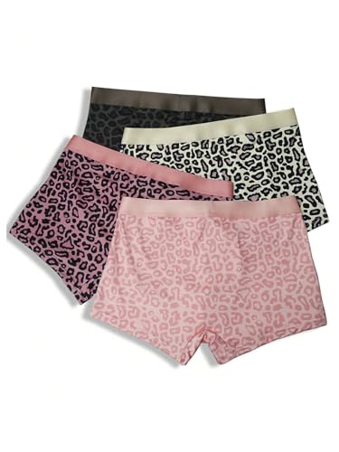 SweatyRocks Men's Boxer Briefs 4 Pack Leopard Print Mid Rise Breathable Underwear Sets2
