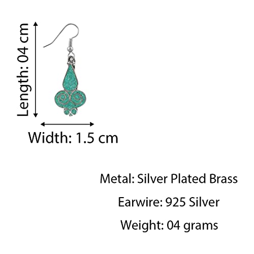 Boucles d'oreilles turquoise en argent 925 fait main pour femme