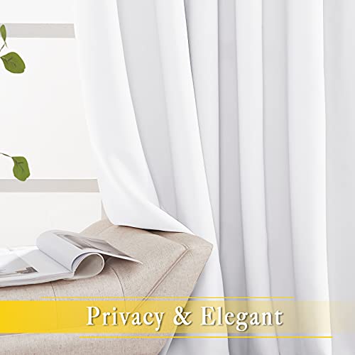 NICETOWN Sliding Door Curtain Window Treatment for Living Room, Energy Smart Thermal Insulated Extra Wide Solid Blackout Curtains/Drapes for Patio Door (Pure White, W80 x L84)
