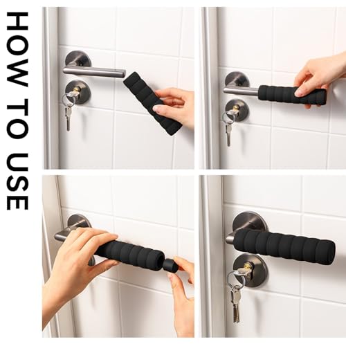 2 Stück Türklinkenpuffer,Türgriff Schutz,Türgriff Stopper,Türstopper Griff Antistatische,Schaumstoff Türstopper Klinke,Wandschutz Türklinke,Door Handle Buffers für Schutz Wänden und Möbeln(Schwarz)