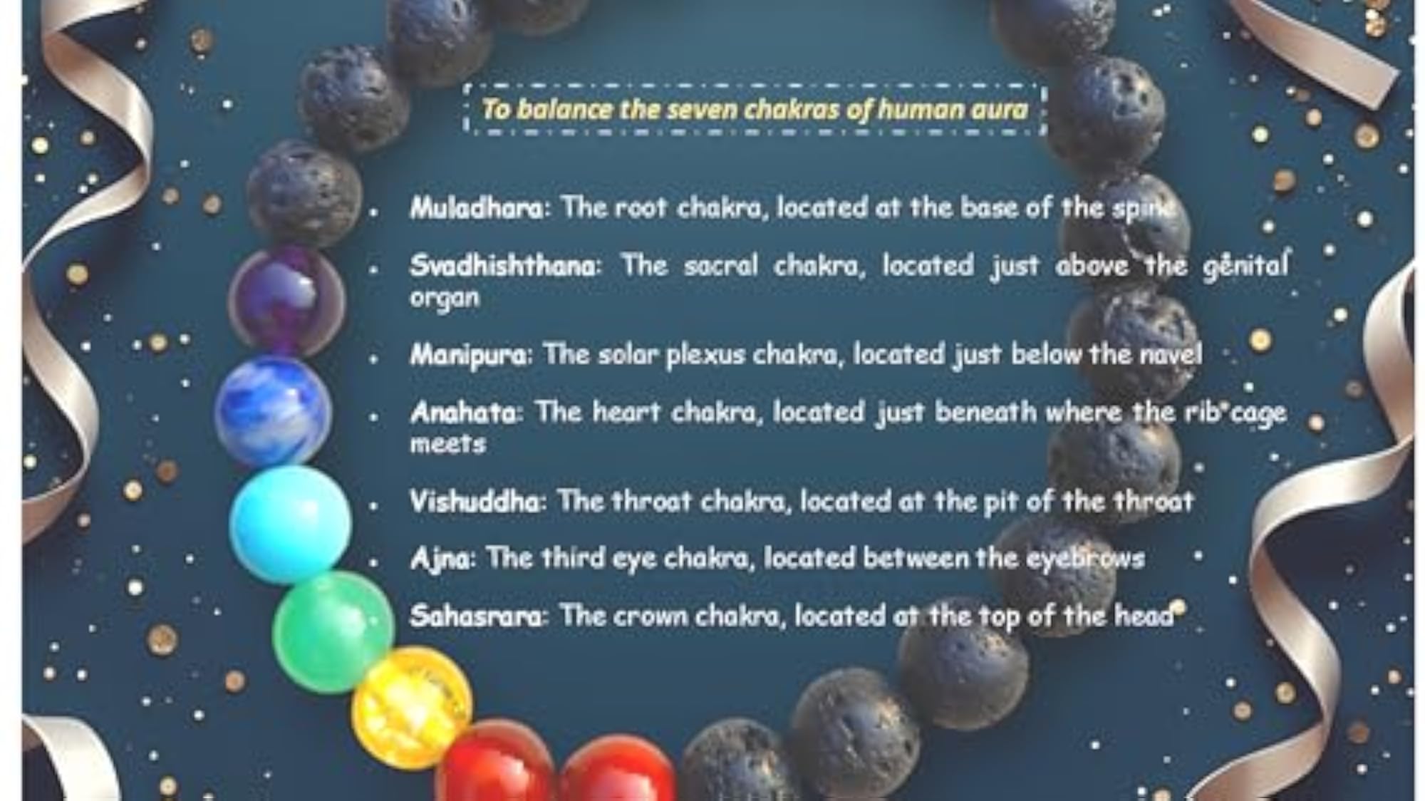 Lava Sevenchakra Healing Bracelet for Meditation and Focus