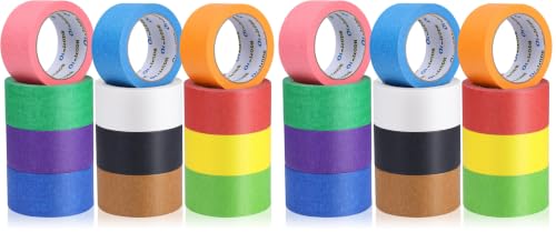 Image of Oleitodh 12 Rolls Colored Masking Tape Painters Tape 2 Inch x 360 Yards, Rainbow Colors Bulk Colorful Paper Marking Tape for Arts Crafts Labeling DIY Office Home Supplies (Pack of 2)
