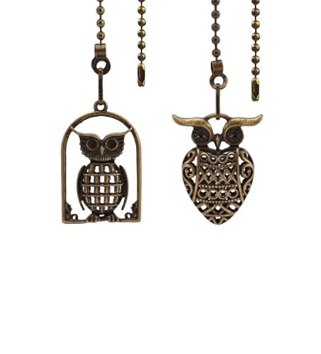 Luoqiufa 2 Pack Vintage Parrot Ceiling Fan Pull Chain Decorative Fan String Pulls Charm Extension 12 Inches Beaded Ball Fan Pull Chains Extender Ornament With Connector For Fan Wall Lamp (Bronze) #TOP5