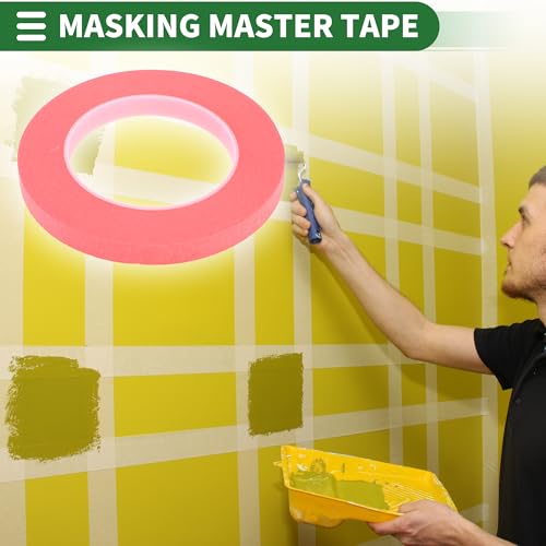 Image of Motoforti Universal Painters Tape Masking Master Tape 0.15cm /0.3cm /0.6cm /1.2cm /1.9cm x 55m Easy Removal Crepe Paper Pink 5 Pcs