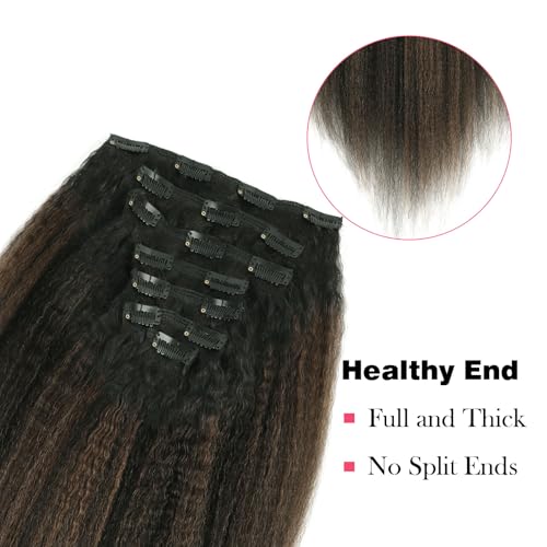Extensions kinky straight clips tête complète volume 14 pouces