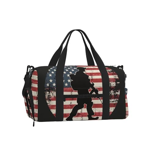 Sac de sport compartiment chaussures motif drapeau américain 45cm