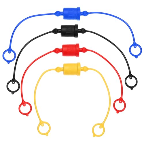 Image of PATIKIL ISO-A 3 /8 Hydraulic Coupler Male Dust Cap and Female Plug Cover, 4 Sets Hydraulic Quick Connect Coupling with Retention Ring Keeps Cap Connected to Hose