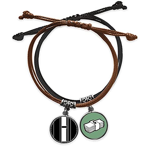 Pulsera de cuero Alemania con cordon ajustable y amuleto del Landmark grabado