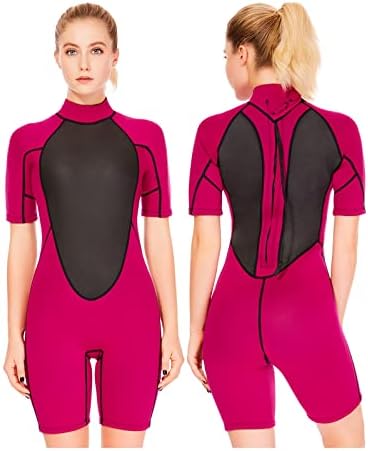FLEXEL Wetsuit Women Shorty 2mm, Wet Suits for Women Shorty Wetsuits in Cold Water Weather, Diving Suit for Womens Neoprene for Surf Swim Snorkeling Canoeing Scuba Kayaking