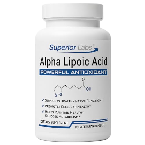 Liver Long and Prosper: Best Supplements for Liver 13 Superior Labs Alpha Lipoic Acid 600 mg Capsules, Pure Non-GMO ALA, High Absorption, Nerve Support, Healthy Circulation and Nerve Response, Healthy Aging Antioxidant, 120 Veg Caps, 4-Month Supply