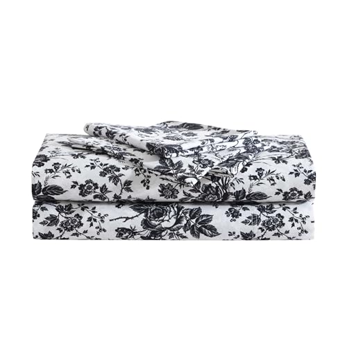 Betsey Johnson - King Bed Sheets Soft & Lightweight Bedding Fade & Wrinkle Resistant (Betseys Toile Black King)