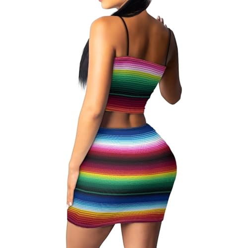 Image of 2025 Sexy Spaghetti Strap Crop Tops and Bodycon Skirt Casual 2 Piece Set S-4XL