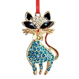 GMEMNOV Cat Ornaments for Christmas Tree - Metal Christmas Ornaments with Rhinestones Xmas for Kids Girls Women Cat Lovers Gifts