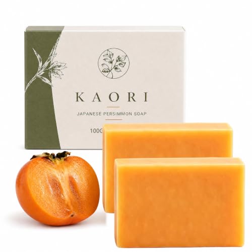 Kaori Deodorizing Persimmon Soap for Old People Smell Moisturizing Mature Skin Renewing & Purifying Body Wash Persimmon Soap for Body Odor with Natural Persimmon Extract for Men & Women (2pcs)
