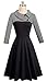 HOMEYEE Women's Lapel 3/4 Sleeve Church Aline Colorblock Work Dress A121(4,Gray)