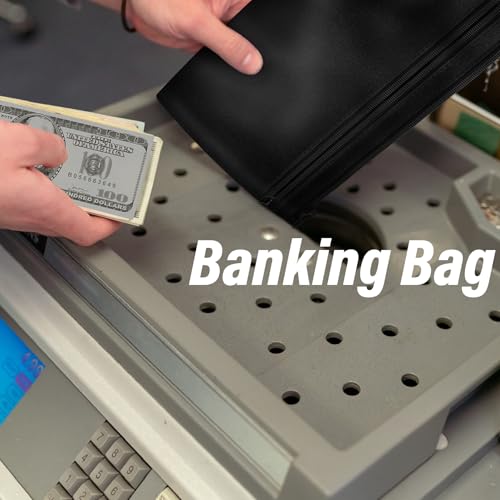 HAUTOCO Money Bag with Zipper 11x6.1 inch Money Pouch with Lined PU Leather Bank Bag Two Pockets Utility Wallet for Cash Check Receipt Coins Cosmetics - Thumbnail 6