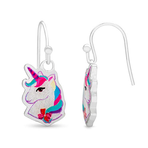 Jojo Siwa Unicorn Jewelry for Girls, Silver Plated Dangle Charm Earrings