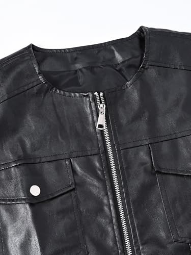 Men`s Biker Motorcycle Faux Leather Vest Sleeveless Jacket4