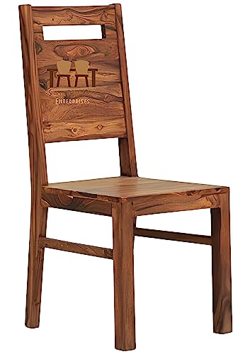 Image of Solid Sheesham Wood Set of Two Dining Chairs for Dining Room | Study Room | Office | Guest Room | Finish Color - Teak Finish |