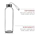 Premium Vials Glass Water Bottle 6 Pack 18oz Bottles for Beverages and Juicer Use Stainless Steel Leak Proof Caps with Carrying Loop -Including 6 Black Nylon Protection Sleeve and Soft Cleaning Brush