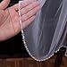 WEZTEZ Bridal Veils Beaded Edge Wedding Veil,1 Tier Pearl Crystal Edge Fingertip Length Short Bride Veil With Metal Comb