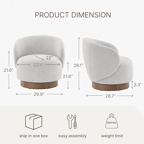 Image of KISLOT Swivel Accent Chair Round Barrel Armchair Upholstered Performance Fabric for Living Room Bedroom Waitingroom,1 Box,Light Grey