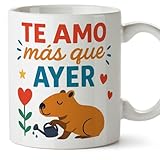 MUGFFINS taza enamorados Mug Te amo más que ayer. en español | regalo original aniversario, capibaras, amor, novios, romántico, San Valentín, carpincho | capylove v1