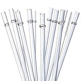 ALINK 10.5 inch Tritan Hard Plastic Clear Straws, Long Reusable Clear Replacement Tumbler Drinking Straws for 16 oz 20 oz 30 oz Stanley, YETI, Starbucks, Mason Jars, Set of 10 with Brush