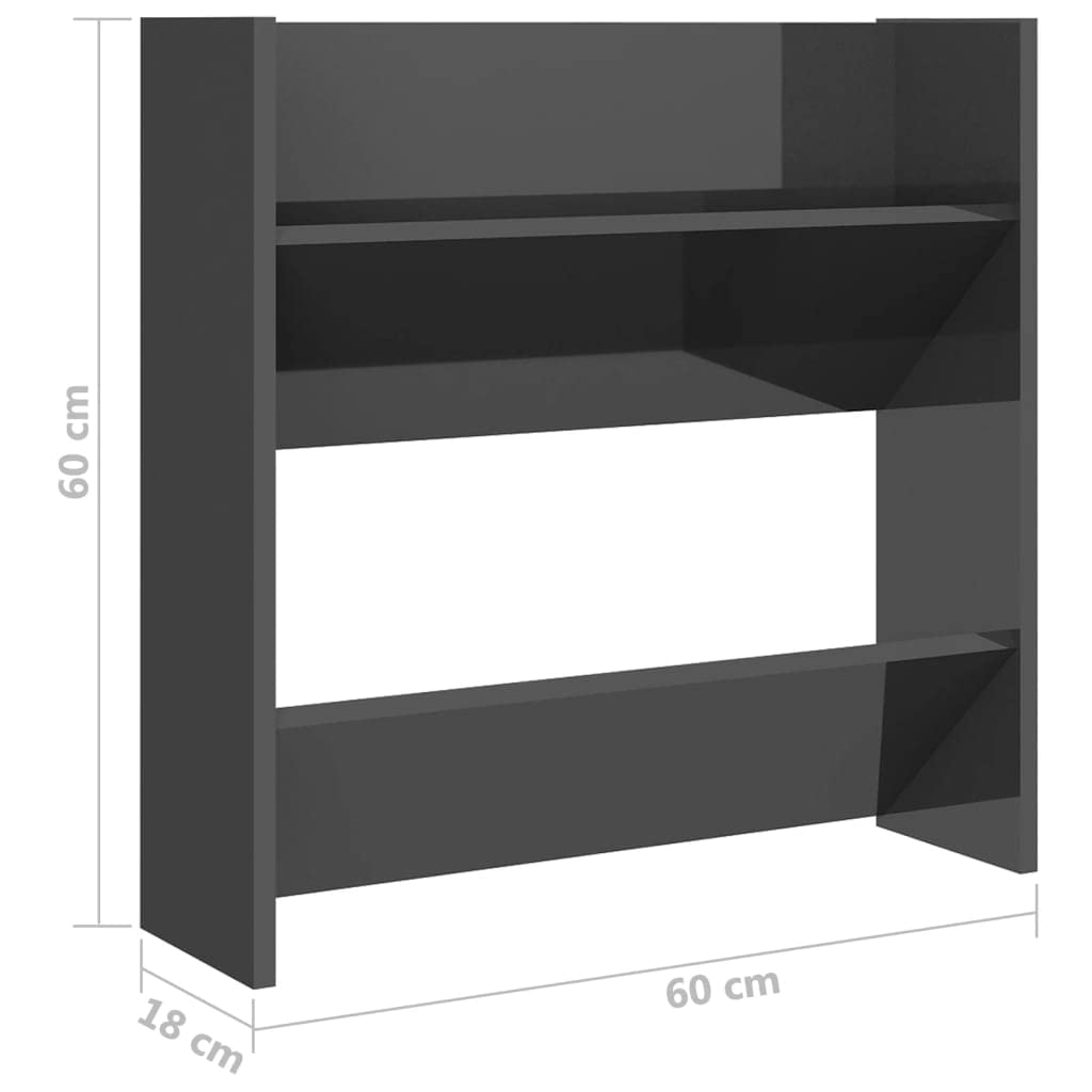 Rangement et organisation – Fournitures ménagères – Armoire à chaussures murale 2 pièces Gris brillant 60 x 18 x 60 cm